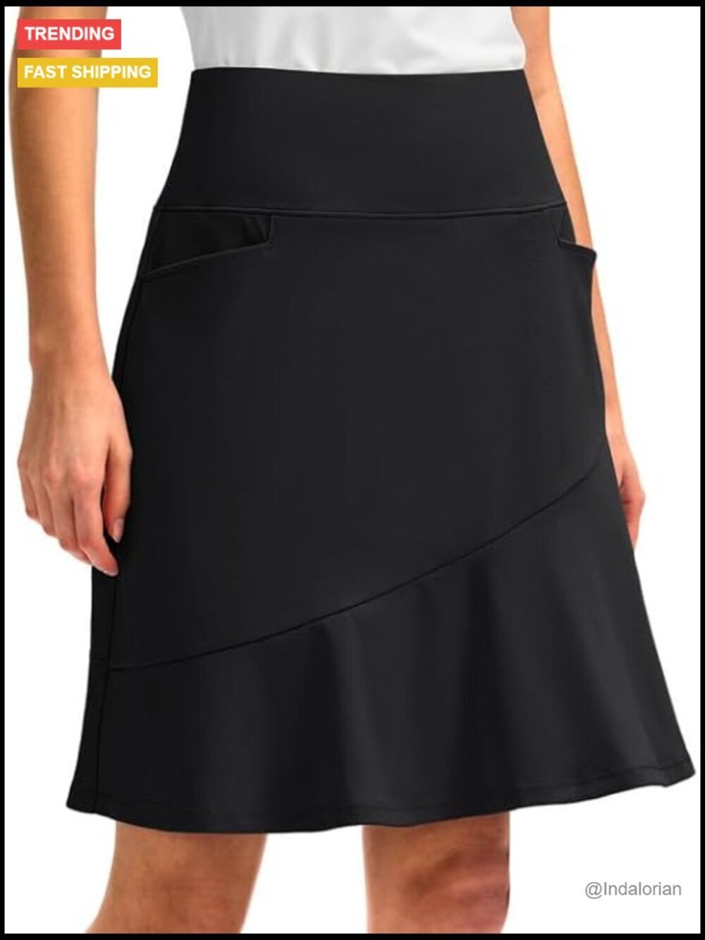 20" Knee Length Athletic Skort With 5 Pockets, 4-Way Stretch